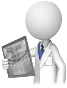 Dentist looking at x-ray